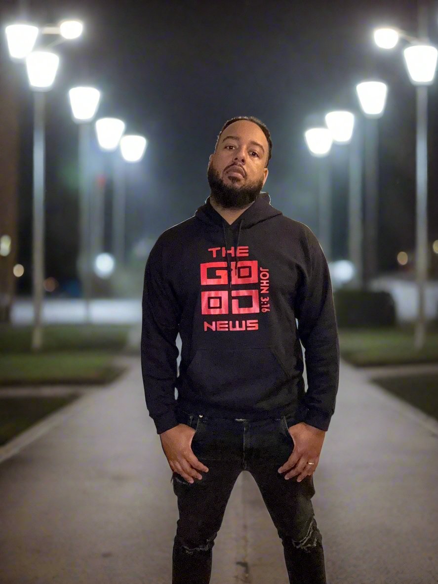 Black and Red Good News Hoodie