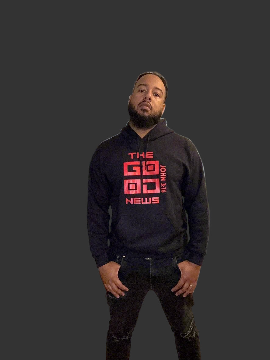 Black and Red Good News Hoodie